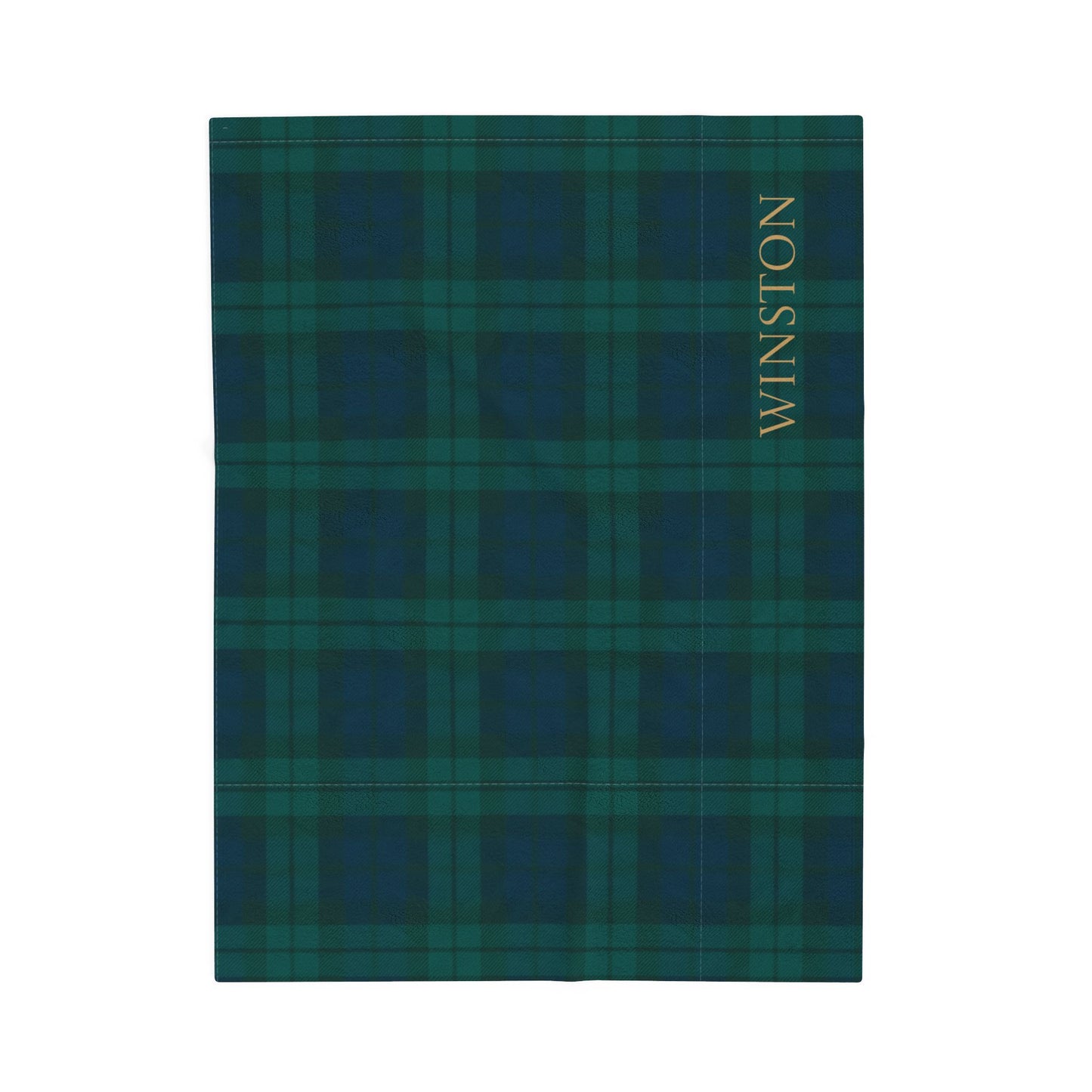 Custom Navy/Green Tartan Velveteen Plush Blanket