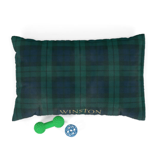 Custom Green/Navy Tartan Pet Bed