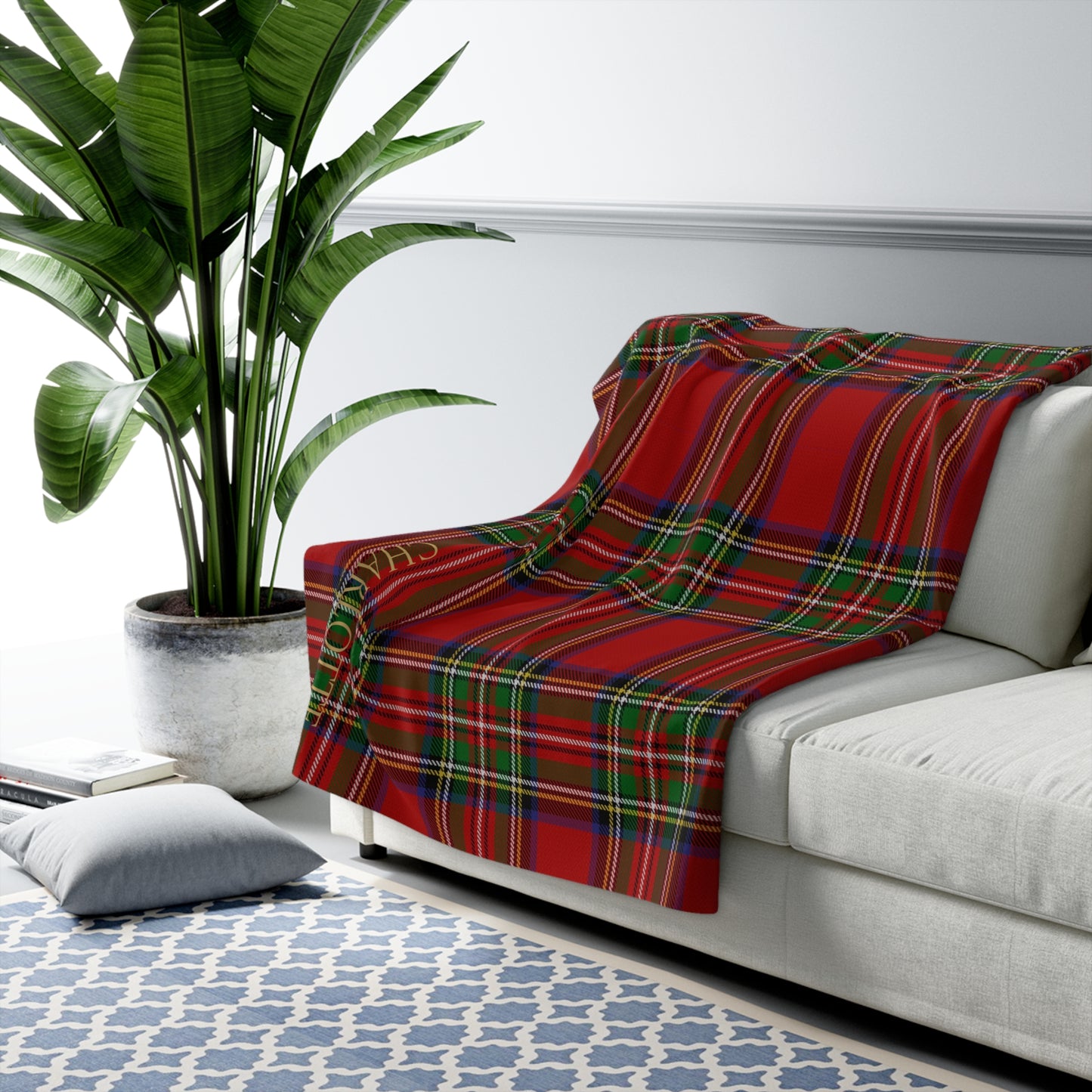 Classic Red/Green Tartan Sherpa Fleece Blanket