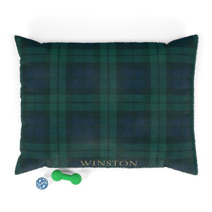 Custom Navy/Green Tartan Pet Bed