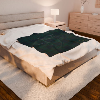 Custom Navy/Green Tartan Velveteen Plush Blanket