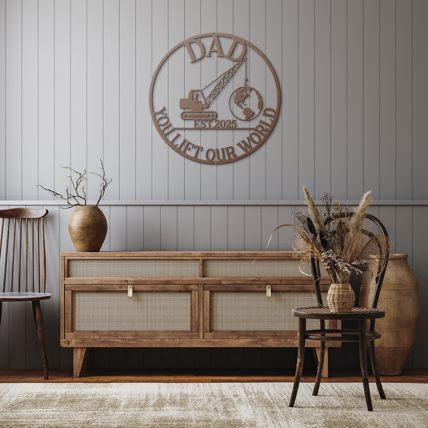 Crane_Lift_Your_World_Metal_Sign_Copper_Rustic_Hallway_Mockup.png