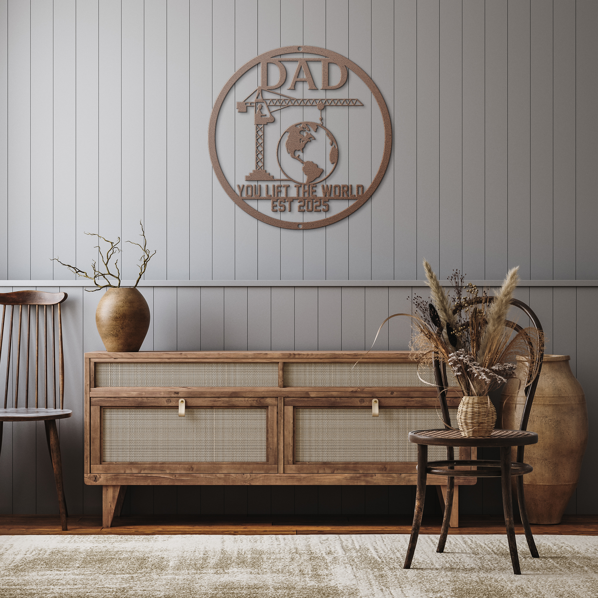 Crane_Lift_Your_World_Metal_Sign_Copper_Rustic_Hallway_Mockup.png