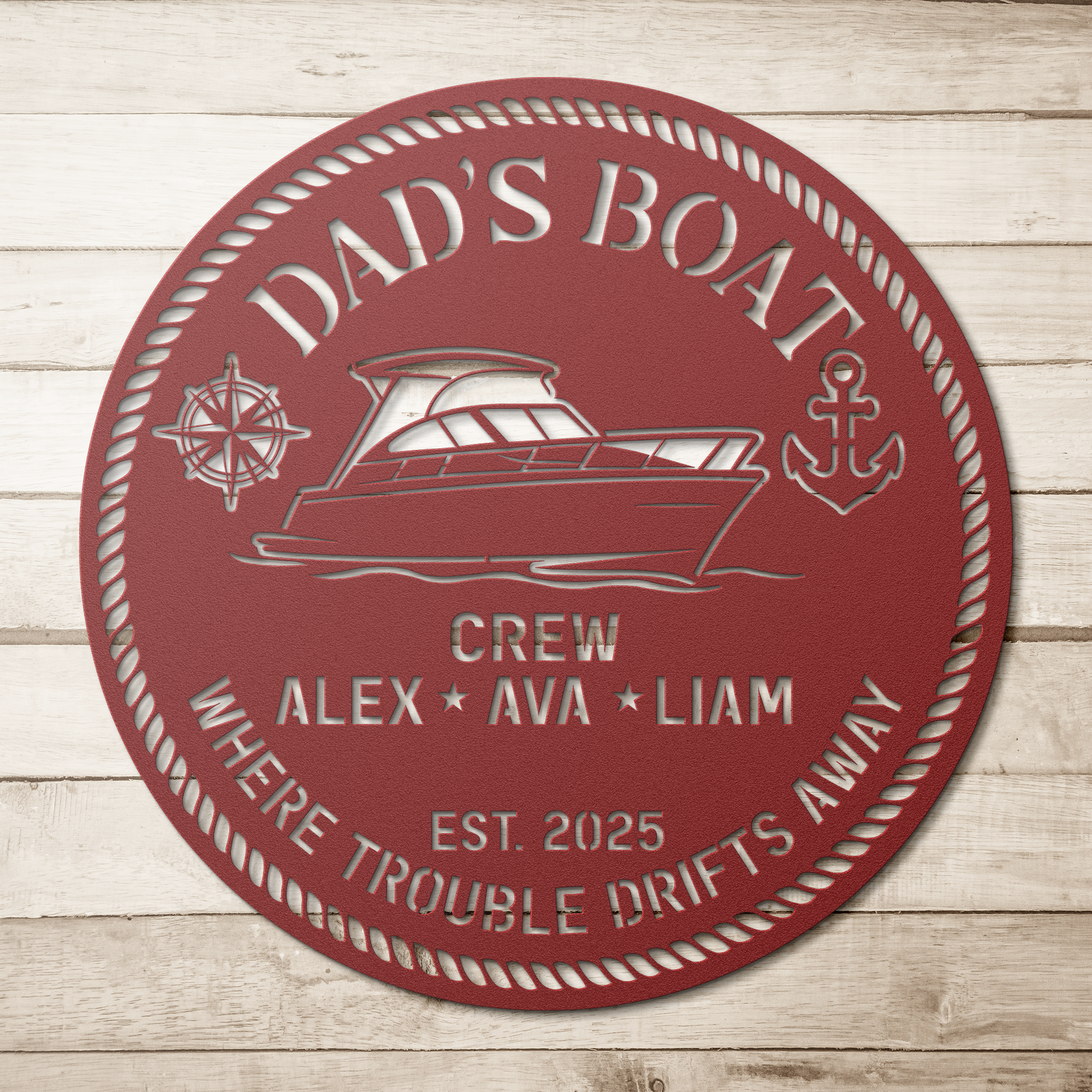 Dads_Boat_Metal_Sign_Red_Simple_Wood_BKGD_Mockup.png