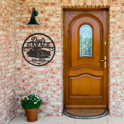 Dads_Garage_Metal_Sign_Black_Brick_Entrance_Mockup.png
