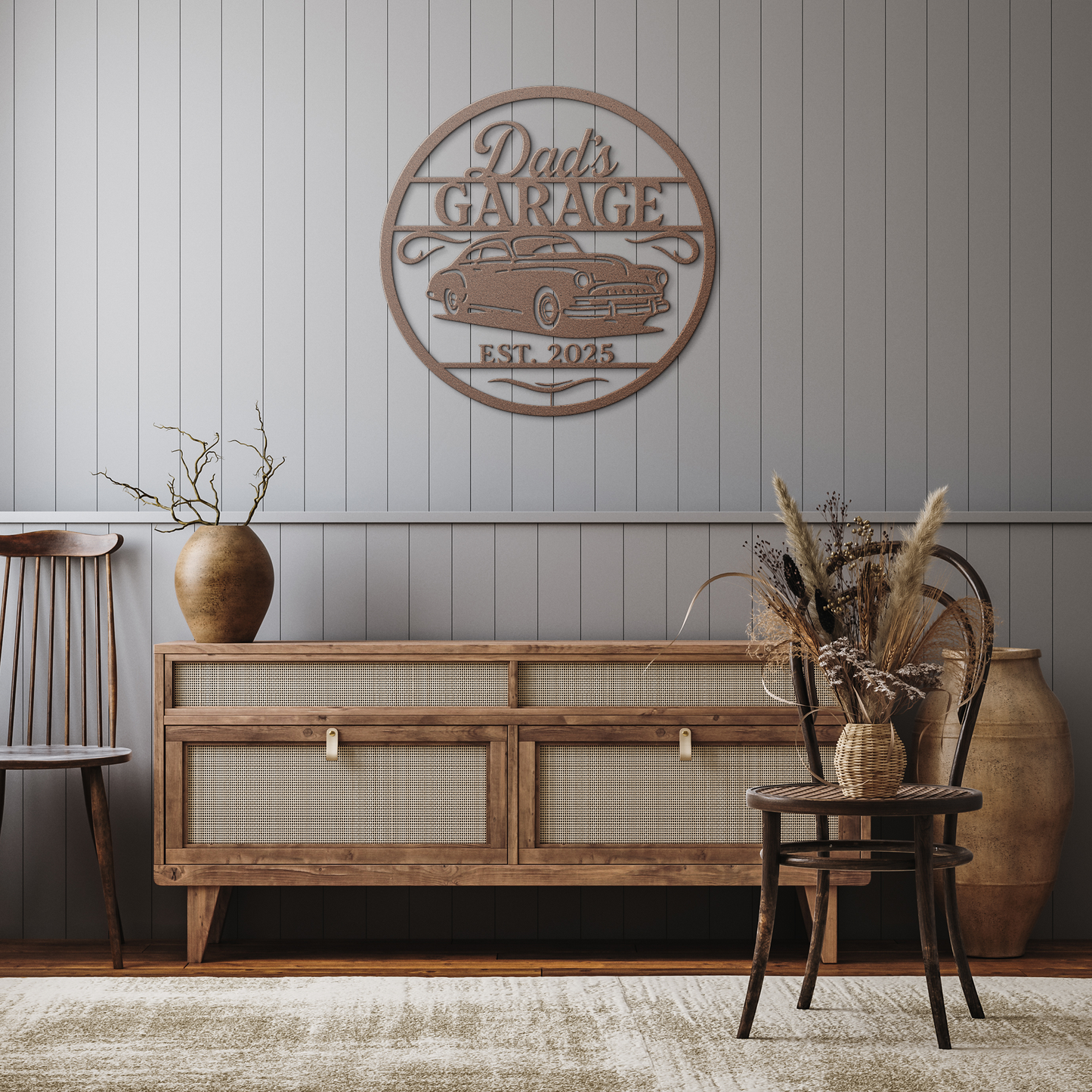 Dads_Garage_Metal_Sign_Copper_Rustic_Hallway_Mockup.png